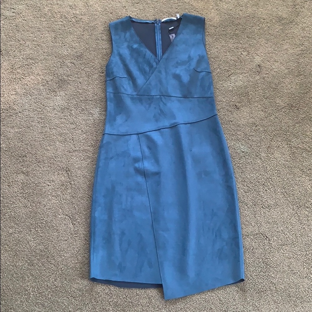 T Tahari Suede Teal Dress